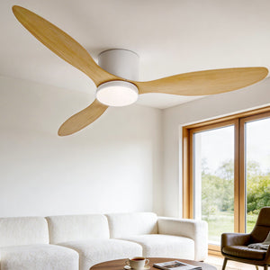 Devanti 52'' Ceiling Fan | DC Motor | Light | Remote | Light Wood