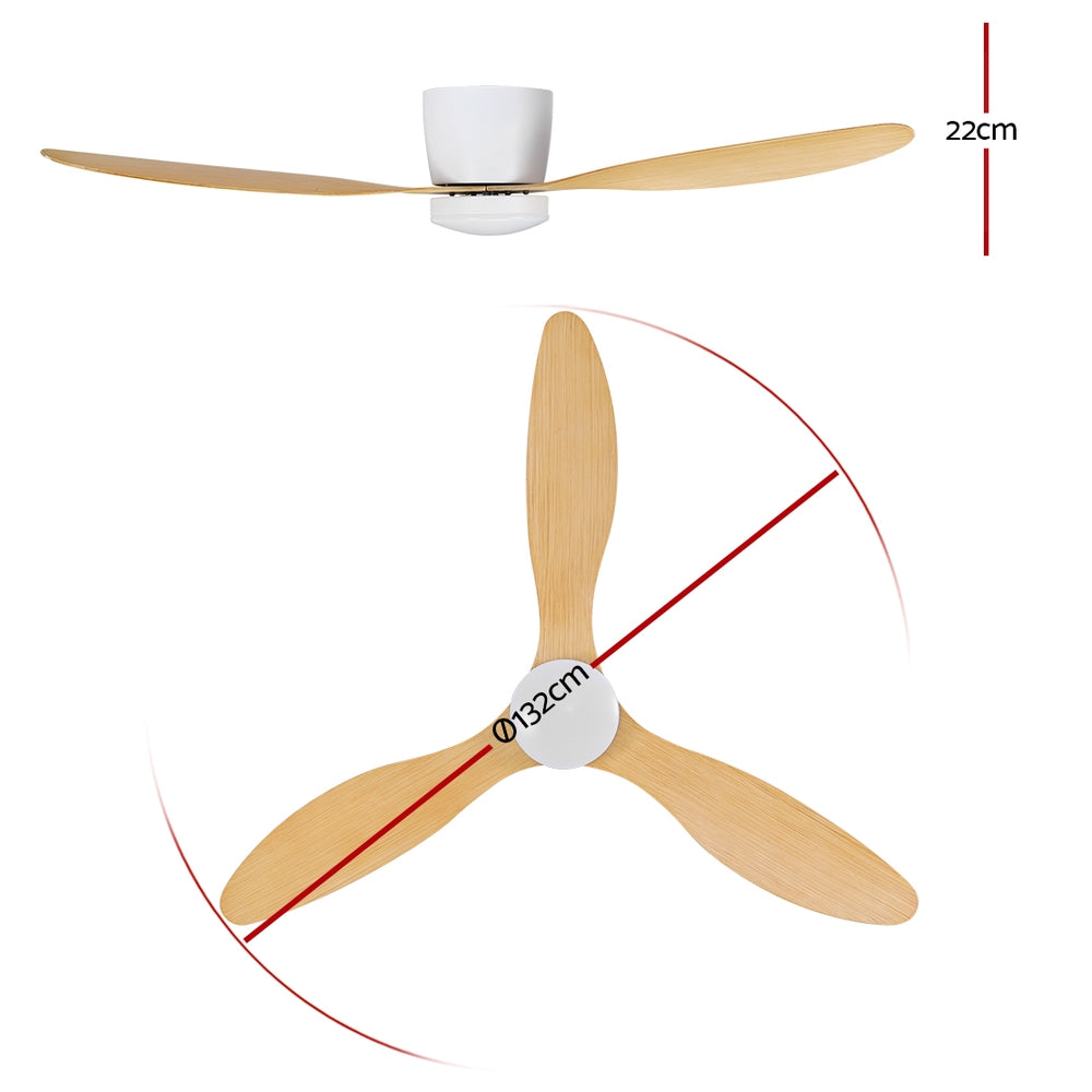 Devanti 52'' Ceiling Fan | DC Motor | Light | Remote | Light Wood