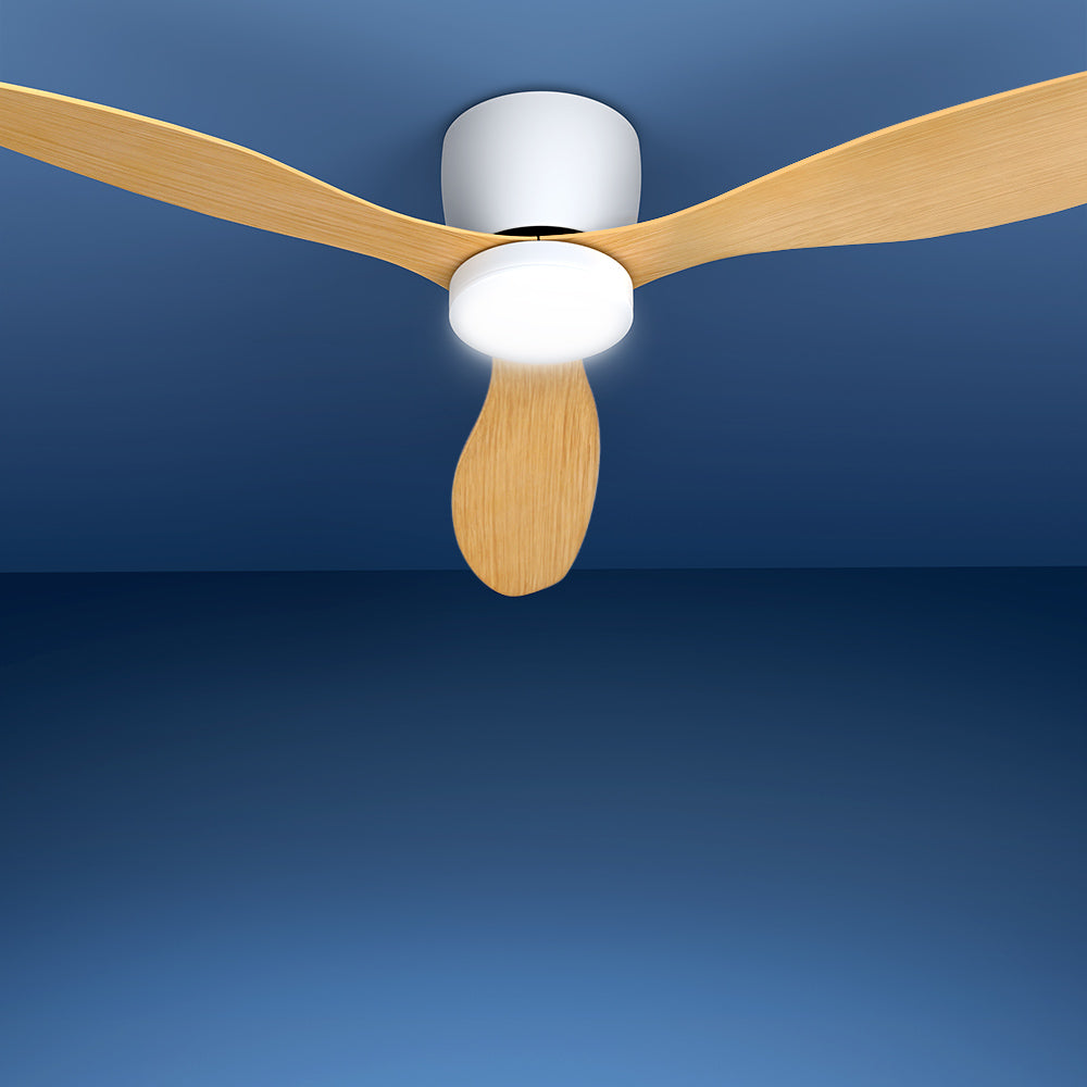 Devanti 52'' Ceiling Fan | DC Motor | Light | Remote | Light Wood