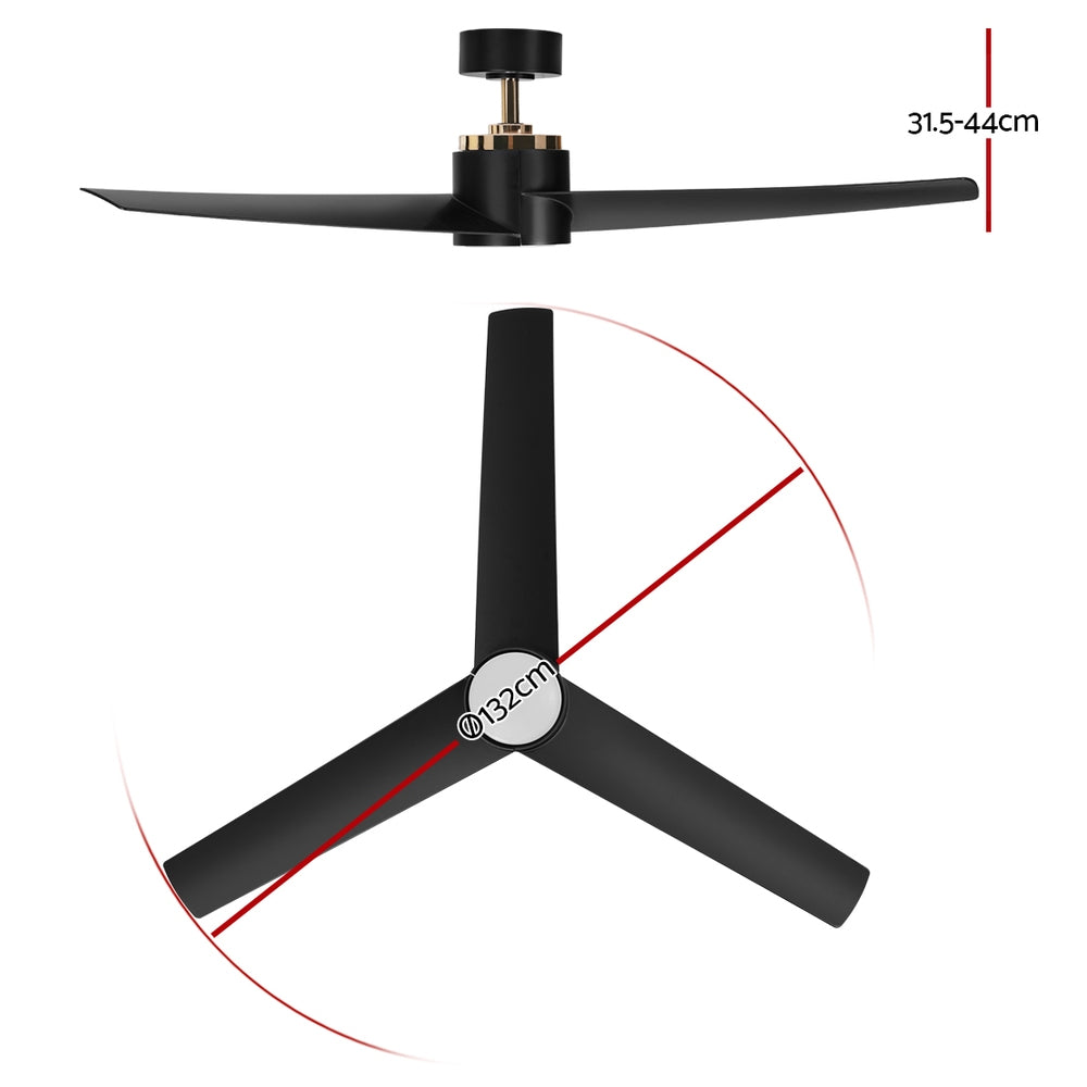 Ceiling Fan | 52 Inch | DC Motor with Light & Remote | Black