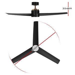 Ceiling Fan | 52 Inch | DC Motor with Light & Remote | Black