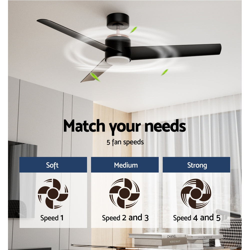 Ceiling Fan | 52 Inch | DC Motor with Light & Remote | Black