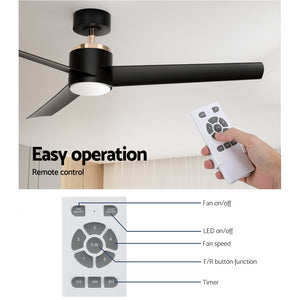 Ceiling Fan | 52 Inch | DC Motor with Light & Remote | Black