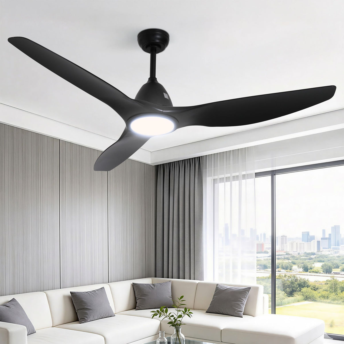 Ceiling Fan | 64 Inch | DC Motor with Light & Remote | Black