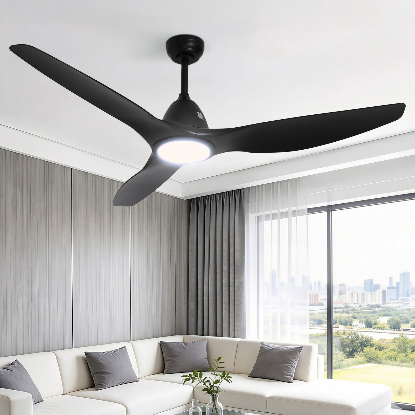 Ceiling Fan | 64 Inch | DC Motor with Light & Remote | Black