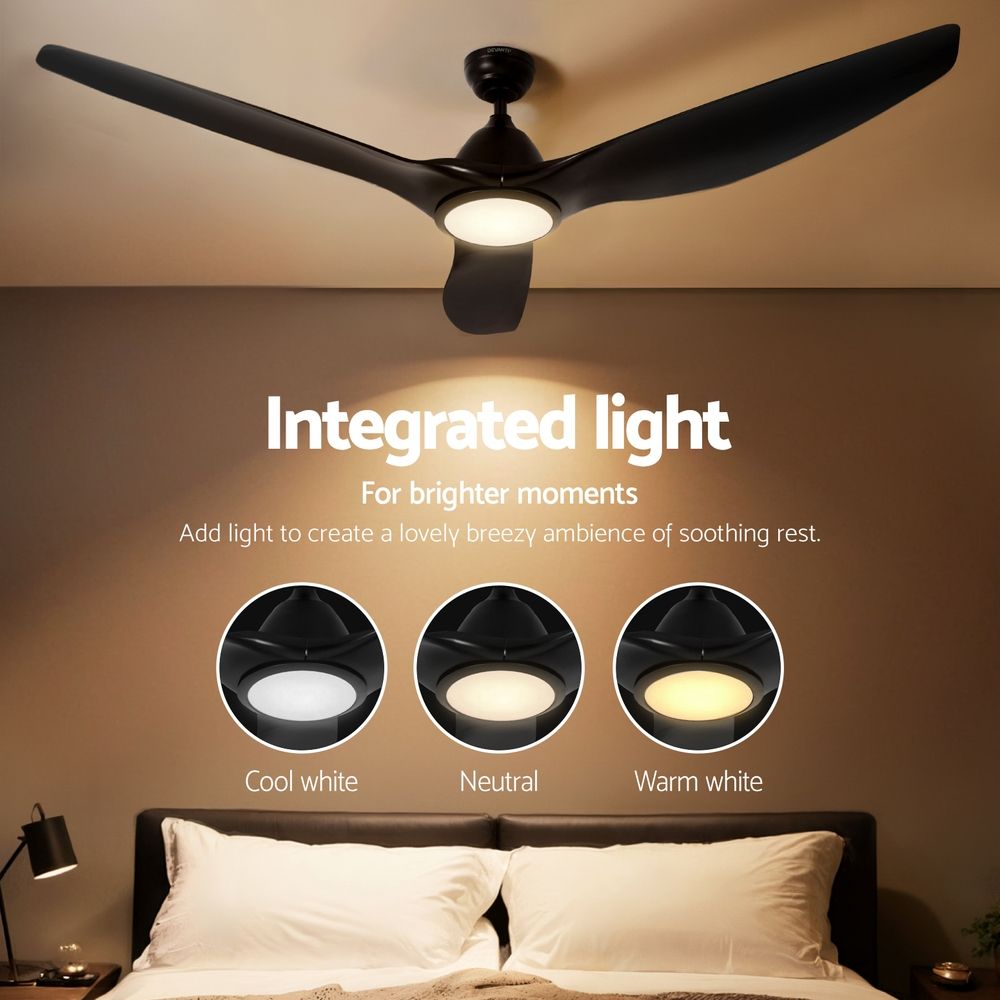 Ceiling Fan | 64 Inch | DC Motor with Light & Remote | Black