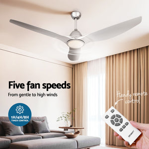 Ceiling Fan | 64 Inch | DC Motor with Light & Remote | Silver