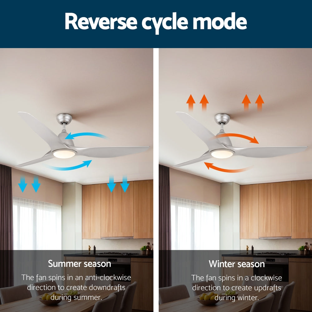 Ceiling Fan | 64 Inch | DC Motor with Light & Remote | Silver