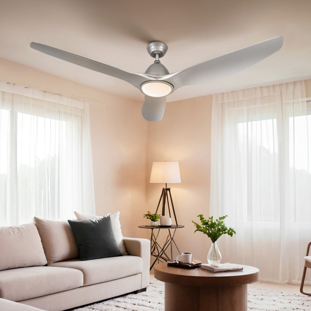 Ceiling Fan | 64 Inch | DC Motor with Light & Remote | Silver