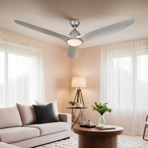 Ceiling Fan | 64 Inch | DC Motor with Light & Remote | Silver