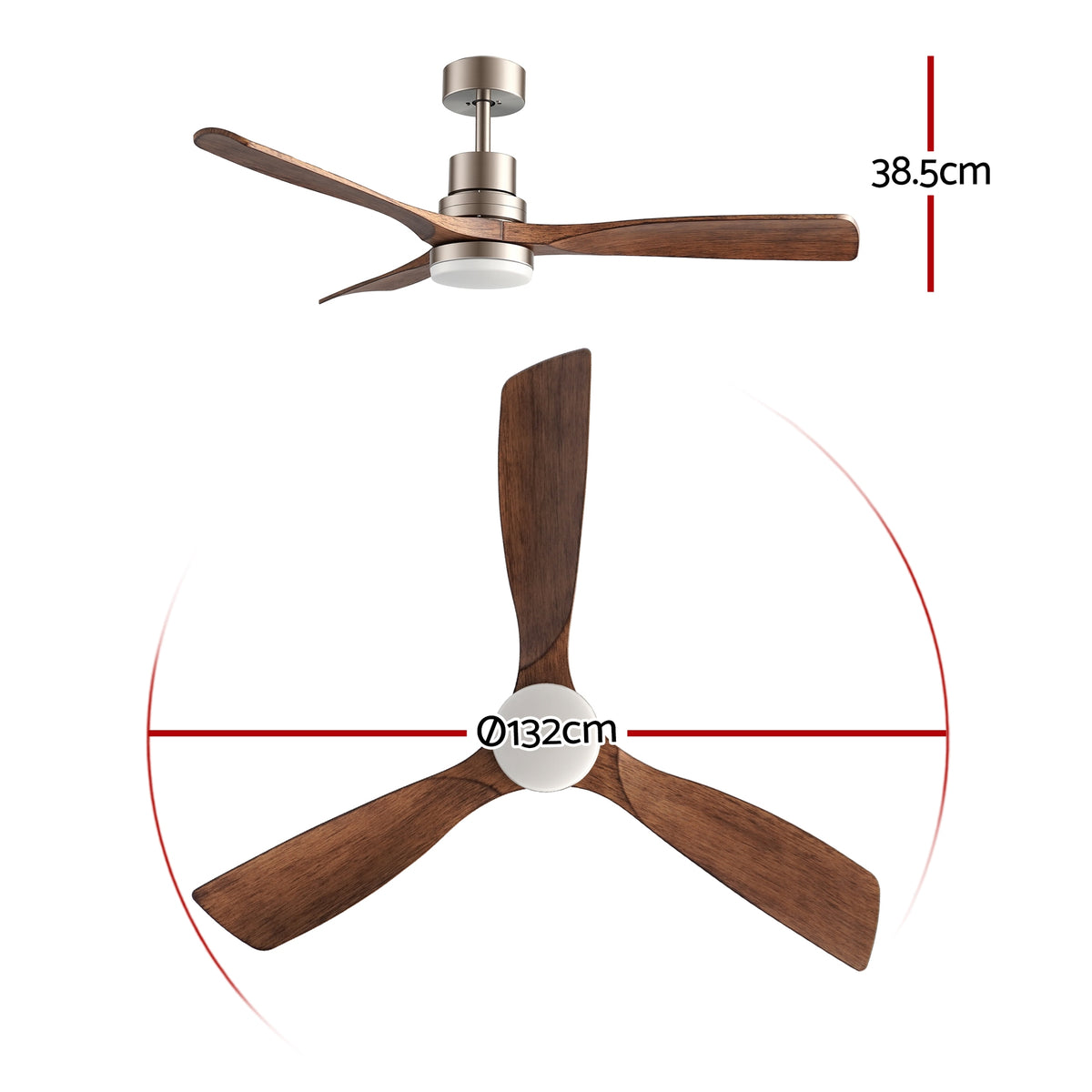 52 Inch Ceiling Fan with Light | DC Motor | Remote & App Control | Timber Blades