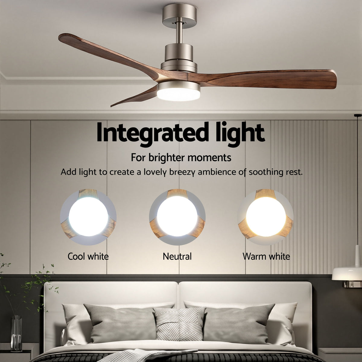 52 Inch Ceiling Fan with Light | DC Motor | Remote & App Control | Timber Blades