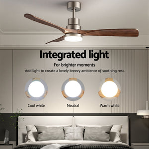 52 Inch Ceiling Fan with Light | DC Motor | Remote & App Control | Timber Blades