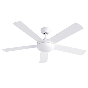 52 Inch Ceiling Fan with Light | 5 Blades | DC Motor | Remote | White