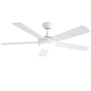 52 Inch Ceiling Fan with Light | 5 Blades | DC Motor | Remote | White