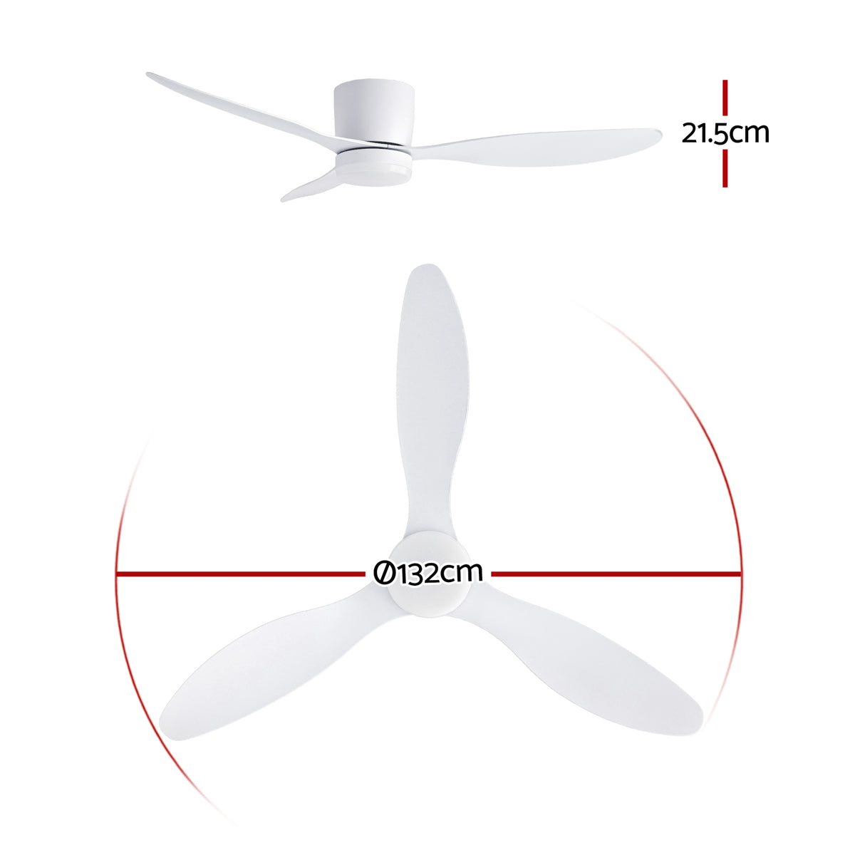 52 Inch Ceiling Fan with Light | 3 Blades | DC Motor | Remote | White