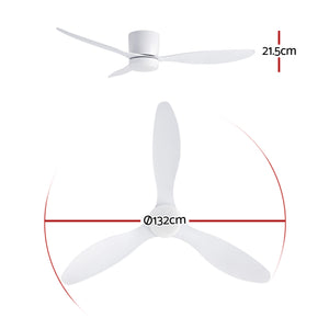 52 Inch Ceiling Fan with Light | 3 Blades | DC Motor | Remote | White