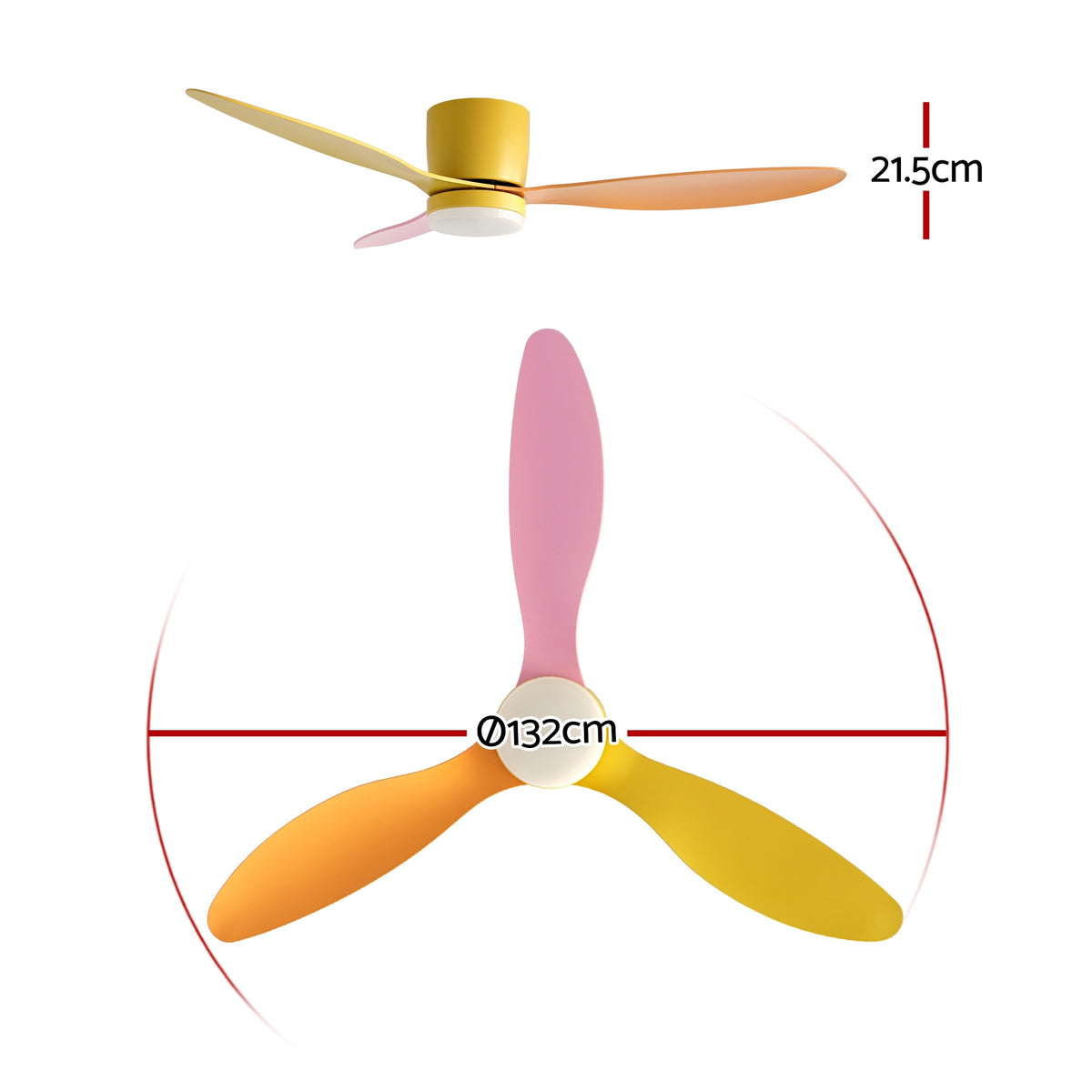 52 Inch Ceiling Fan with Light | 3 Blades | DC Motor | Remote | Multicolour