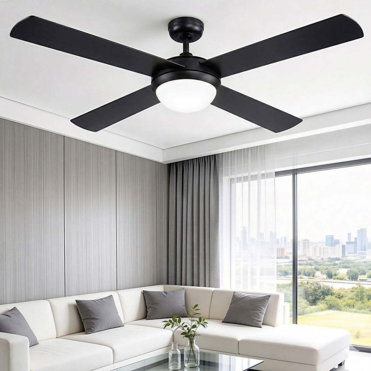 52'' Ceiling Fan w/Light & Remote | Black