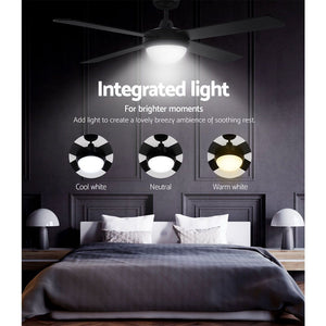 52'' Ceiling Fan w/Light & Remote | Black