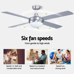 52'' Ceiling Fan w/Light & Remote | Silver