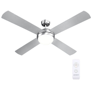 52'' Ceiling Fan w/Light & Remote | Silver