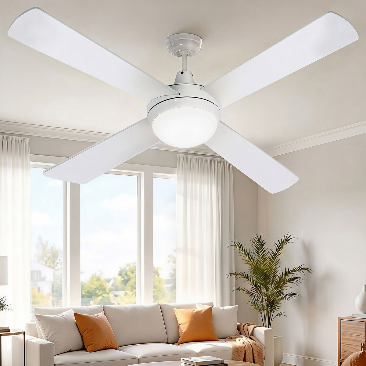 52'' Ceiling Fan w/Light & Remote | White