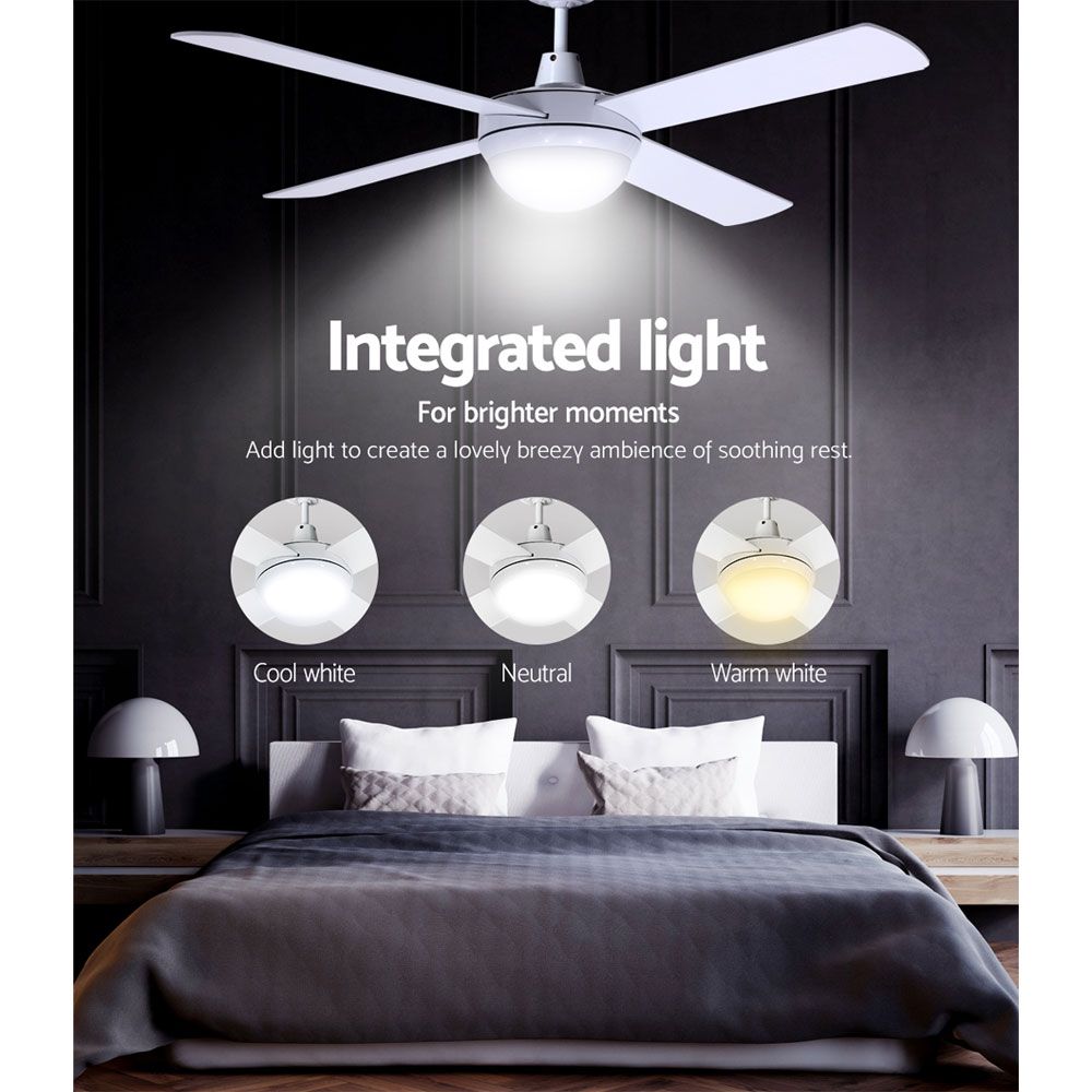 52'' Ceiling Fan w/Light & Remote | White