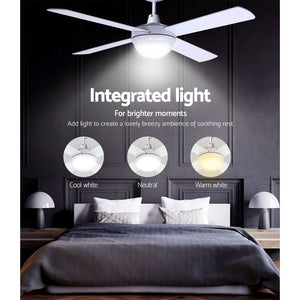 52'' Ceiling Fan w/Light & Remote | White