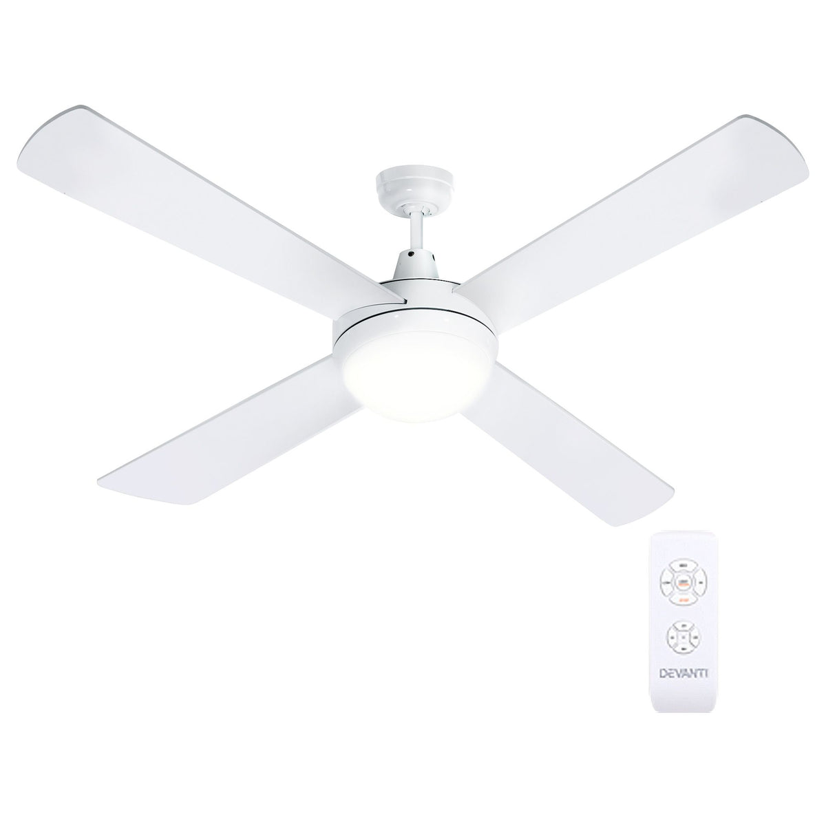 52'' Ceiling Fan w/Light & Remote | White