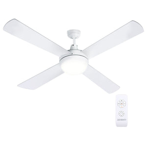 52'' Ceiling Fan w/Light & Remote | White