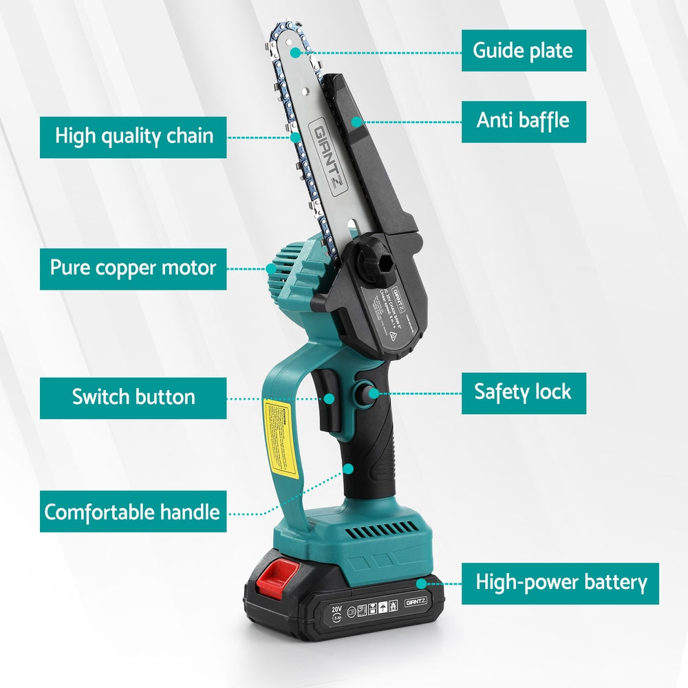 Mini Cordless Electric Chainsaw | 6" | Rechargeable Wood Cutter | Portable Pruning Tool