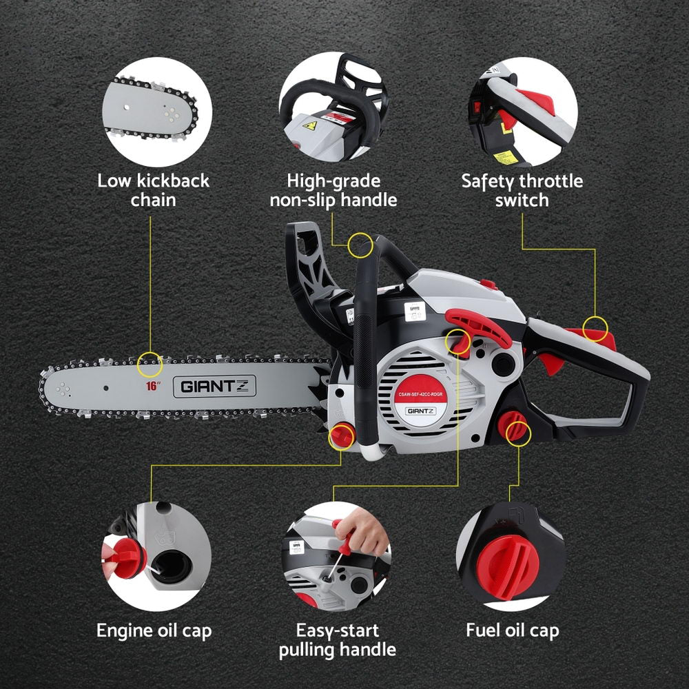 Petrol Chainsaw | 42cc | 16" Bar | Lightweight Cutting Saw