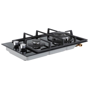 Gas Cooktop 30cm | 2 Burner | Built-In Glass | NG & LPG | Wok Burner