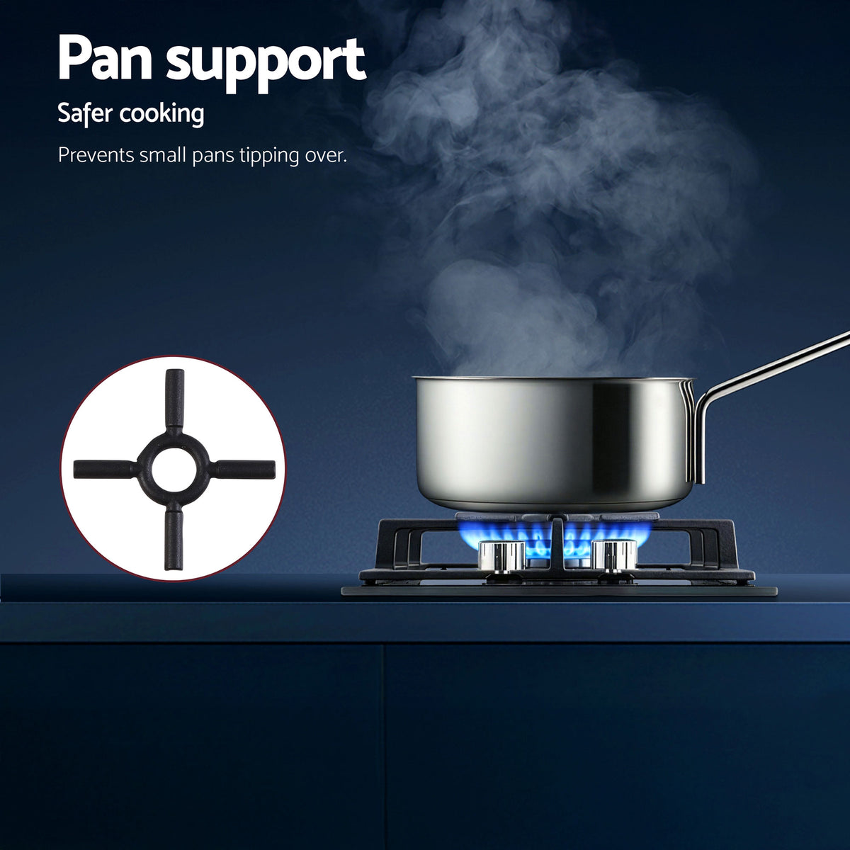 Gas Cooktop 30cm | 2 Burner | Built-In Glass | NG & LPG | Wok Burner