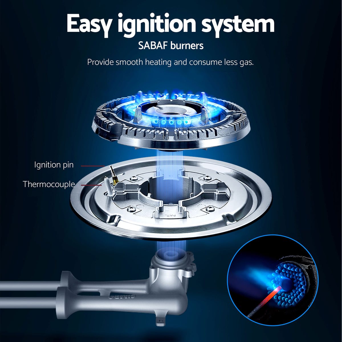 Gas Cooktop 30cm | 2 Burner | Built-In Glass | NG & LPG | Wok Burner