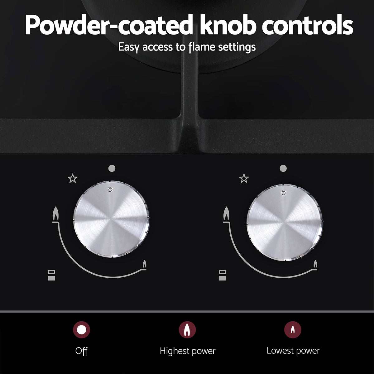 Gas Cooktop 30cm | 2 Burner | Built-In Glass | NG & LPG | Wok Burner