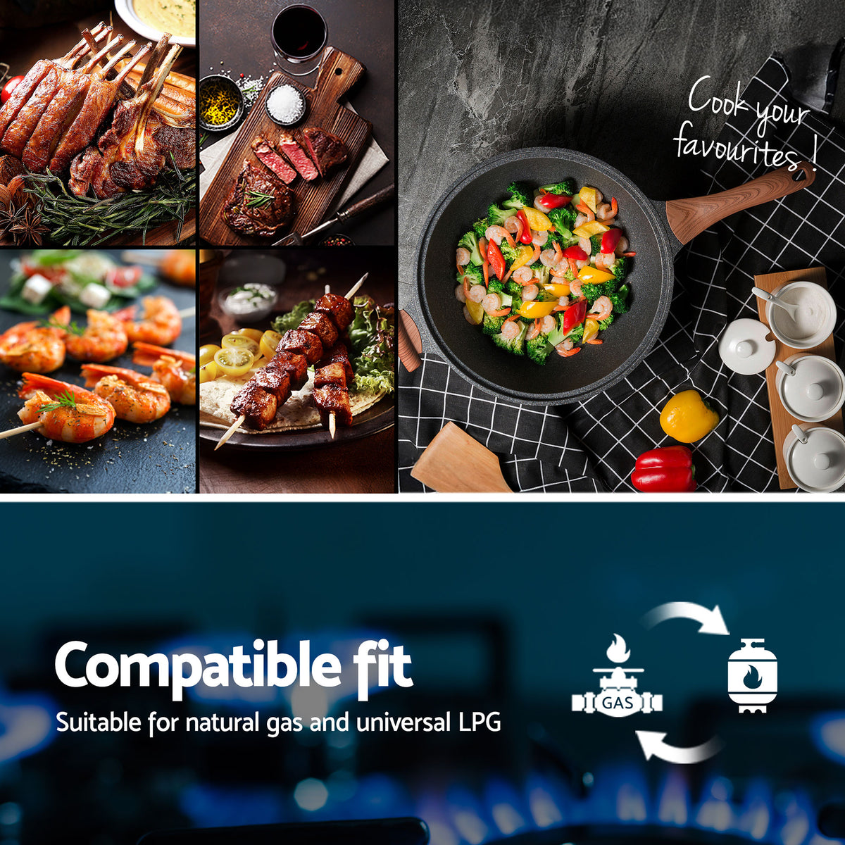 Gas Cooktop 30cm | 2 Burner | Built-In Glass | NG & LPG | Wok Burner