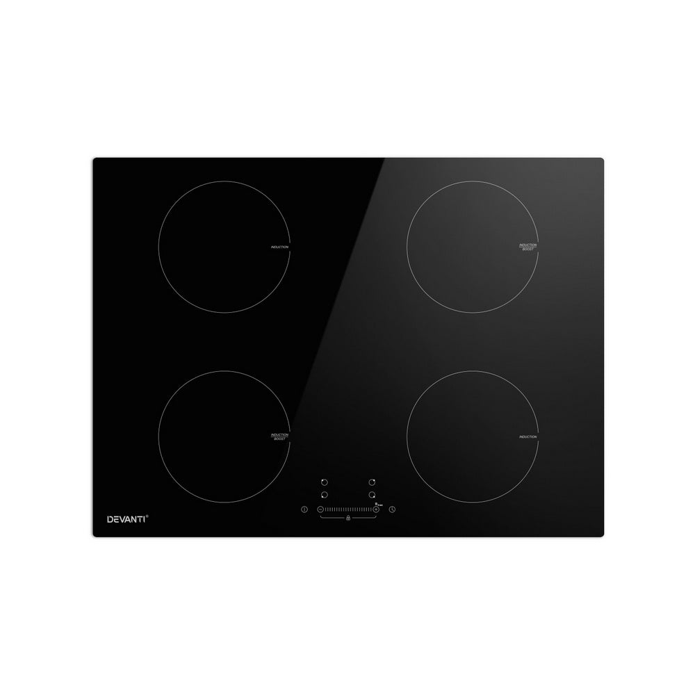Devanti Electric Induction Cooktop | 70cm | Ceramic | 4 Zones | Stove Cook Top | Hot Plate | 7000W