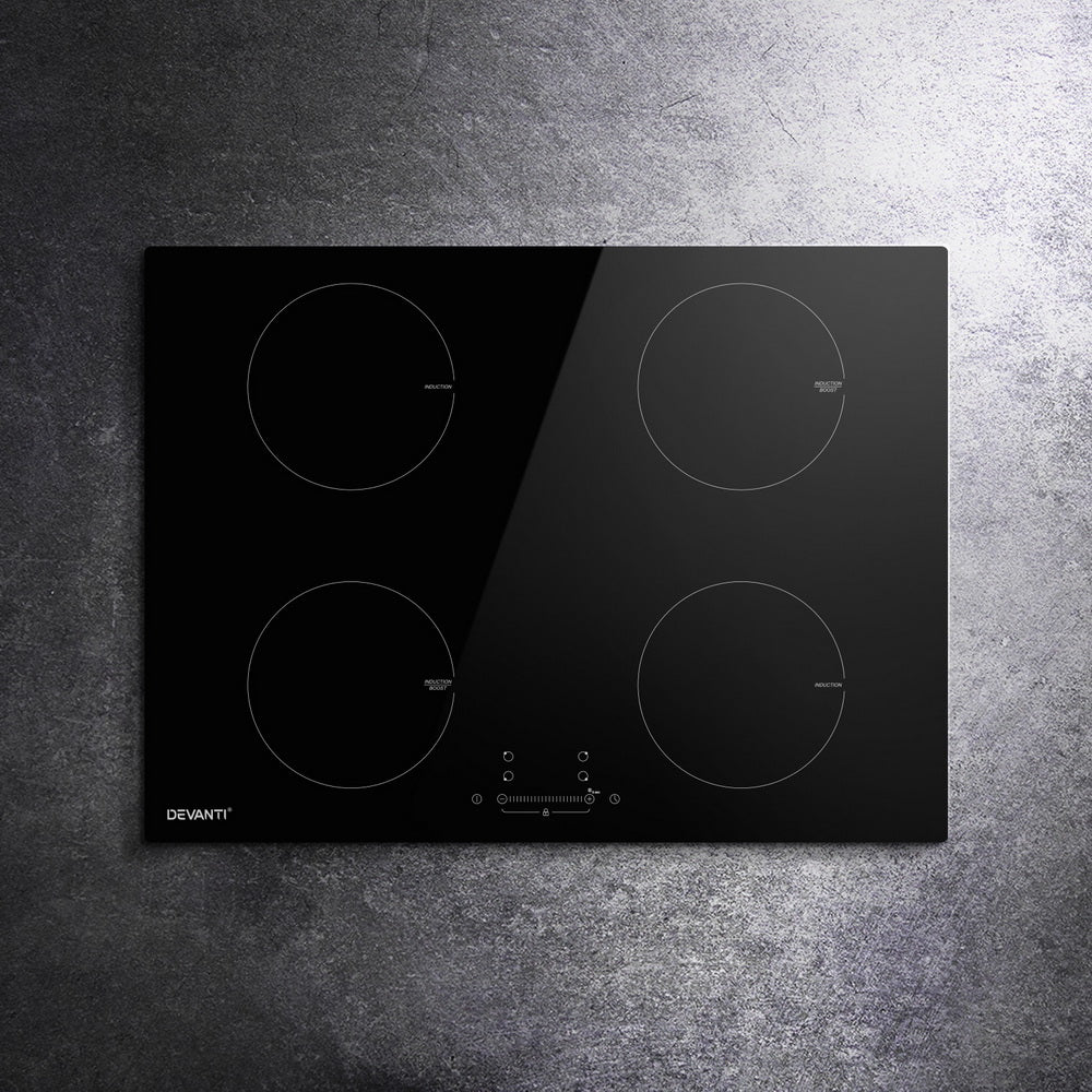 Devanti Electric Induction Cooktop | 70cm | Ceramic | 4 Zones | Stove Cook Top | Hot Plate | 7000W