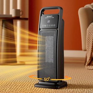 2000W Ceramic Tower Heater | Oscillating Indoor Space Heater | Black