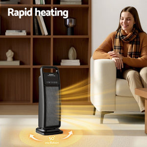 2000W Ceramic Tower Heater | Oscillating Indoor Space Heater | Black