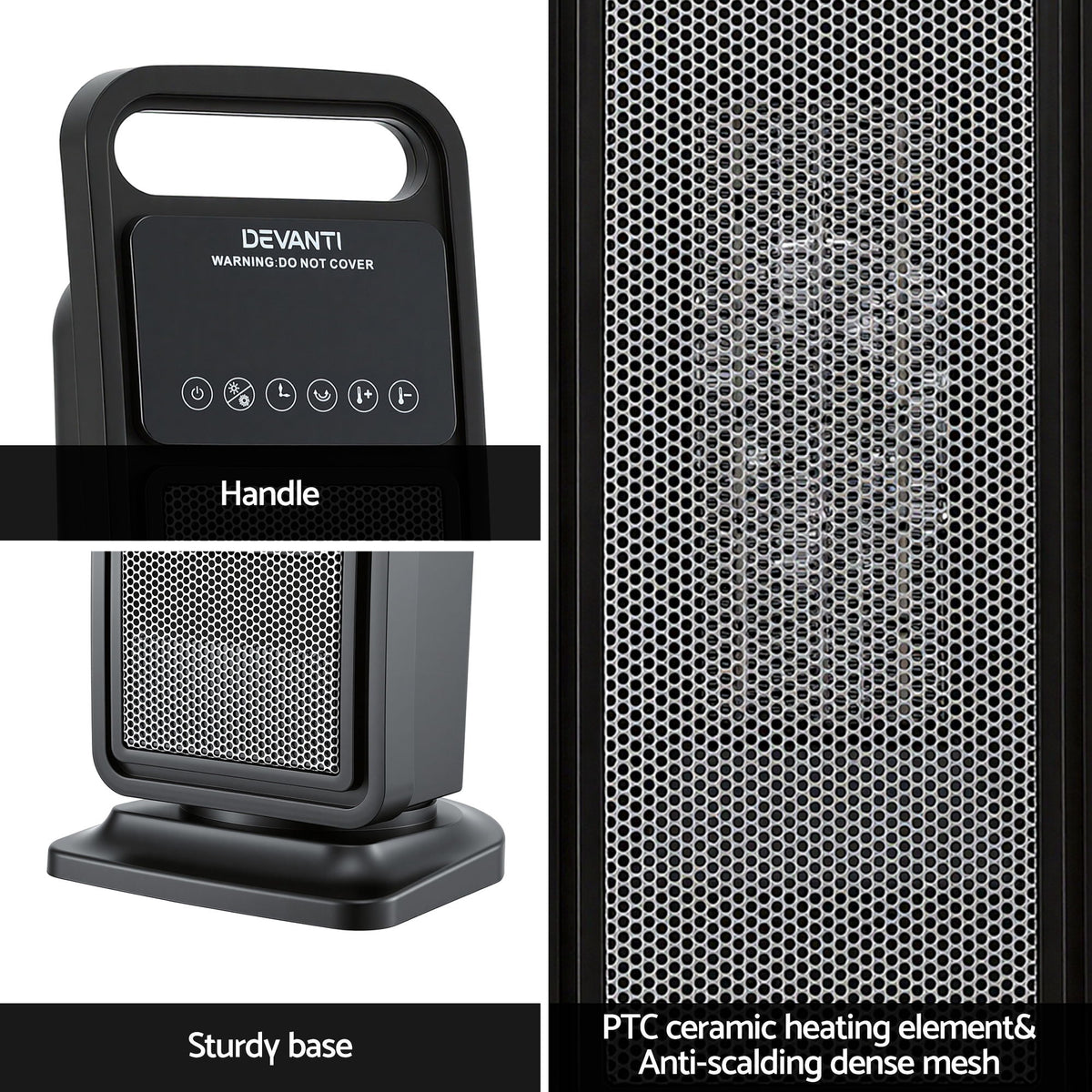 2000W Ceramic Tower Heater | Oscillating Indoor Space Heater | Black