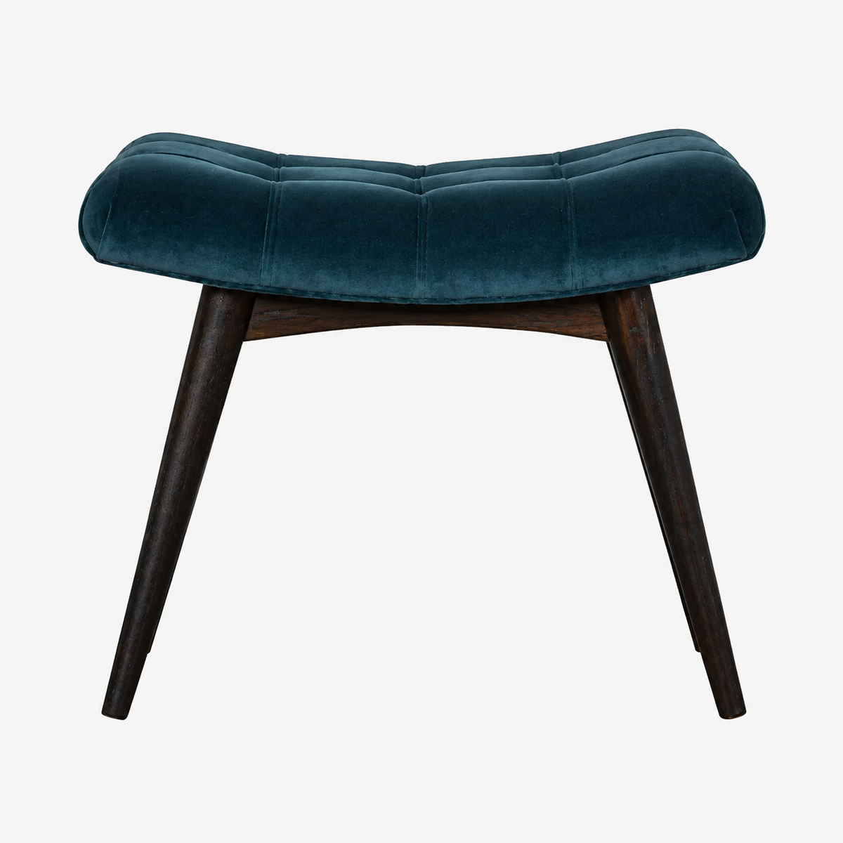 Curved Hallway Bench | Teal Cotton Velvet | Solid Mango Wood Frame | Upholstered Seating