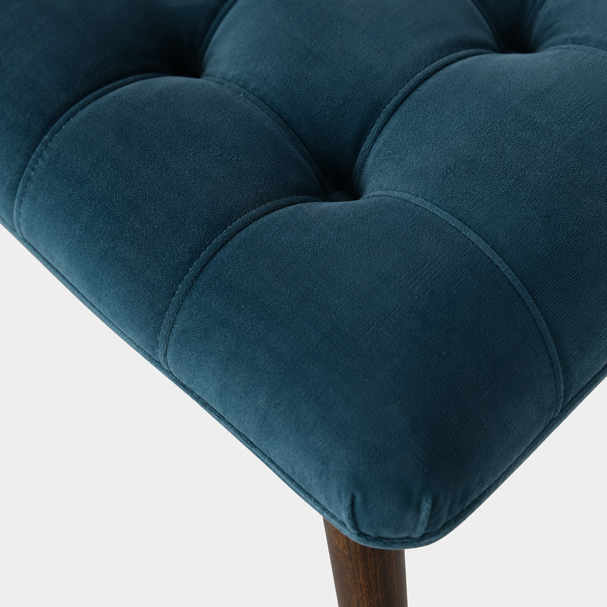 Curved Hallway Bench | Teal Cotton Velvet | Solid Mango Wood Frame | Upholstered Seating