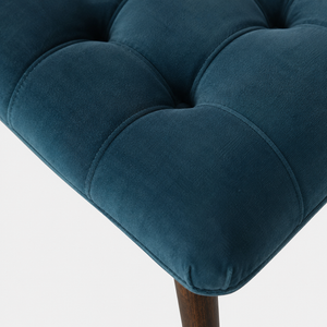 Curved Hallway Bench | Teal Cotton Velvet | Solid Mango Wood Frame | Upholstered Seating