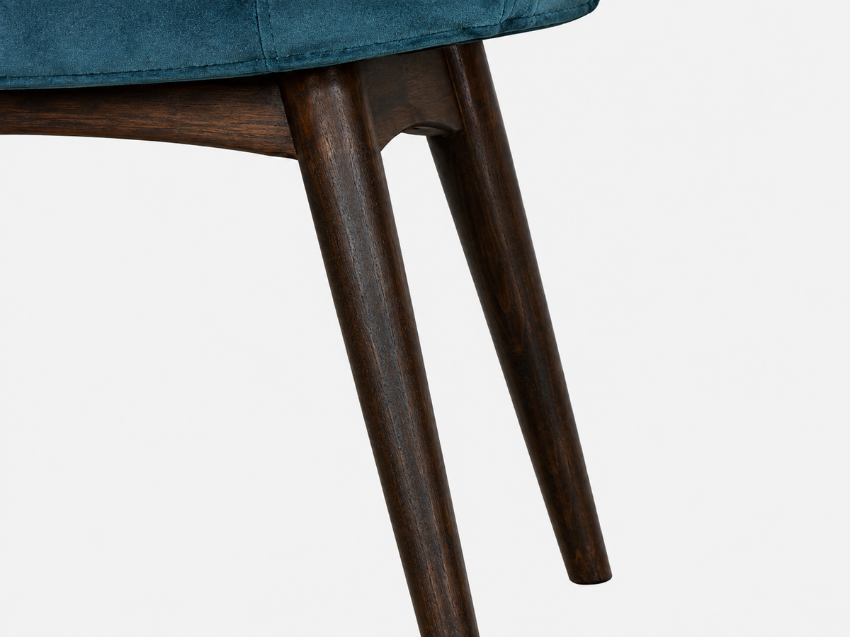Curved Hallway Bench | Teal Cotton Velvet | Solid Mango Wood Frame | Upholstered Seating