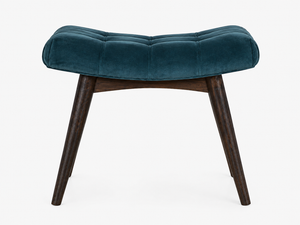 Curved Hallway Bench | Teal Cotton Velvet | Solid Mango Wood Frame | Upholstered Seating