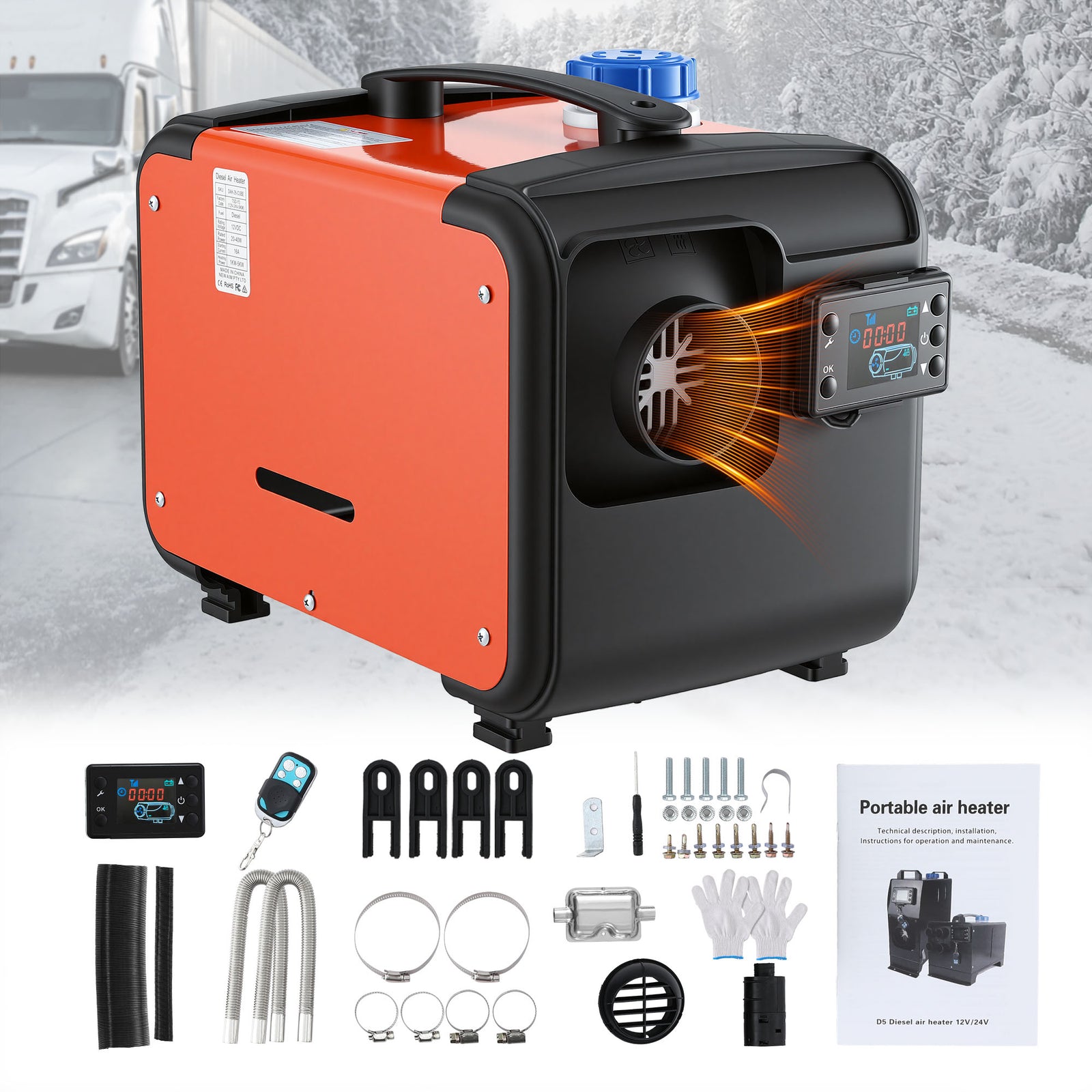 Diesel Air Heater | 12–24V 5kW All-In-One Heater with LCD Remote