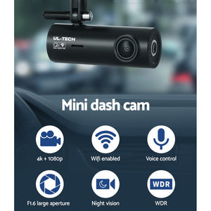 UL-tech Dash Camera | 4K | Hidden Front Rear | WiFi